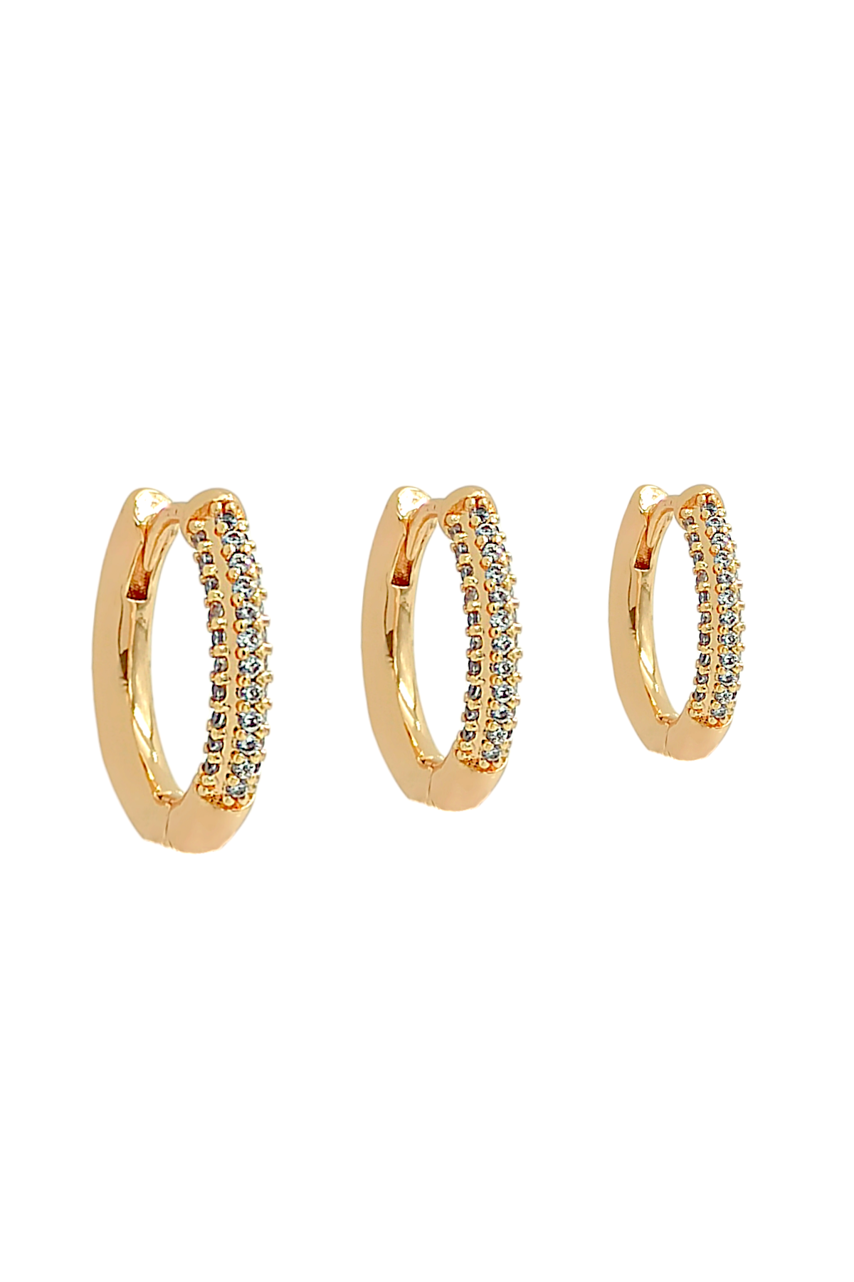 Premium 3'lü Taşlı Halka Küpe Kombin