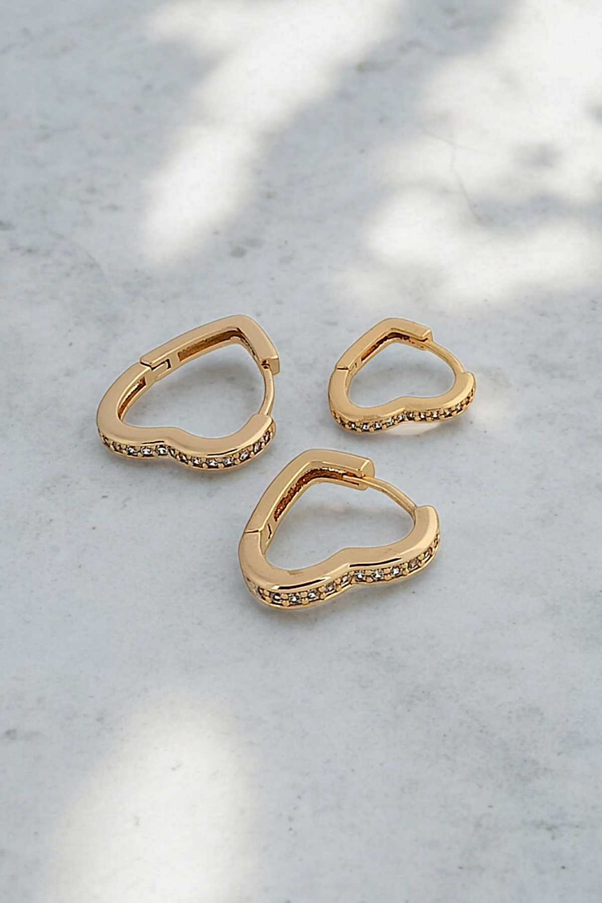 Premium 3'lü Taşlı Kalp Küpe Kombin