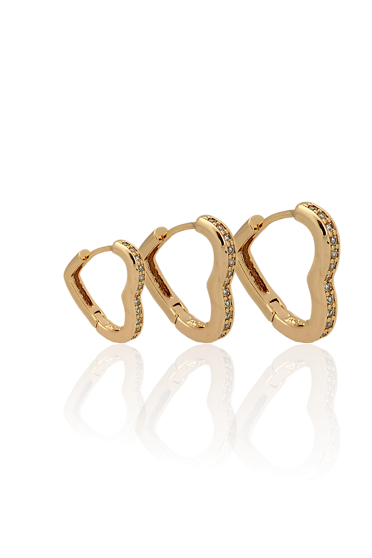 Premium 3'lü Taşlı Kalp Küpe Kombin