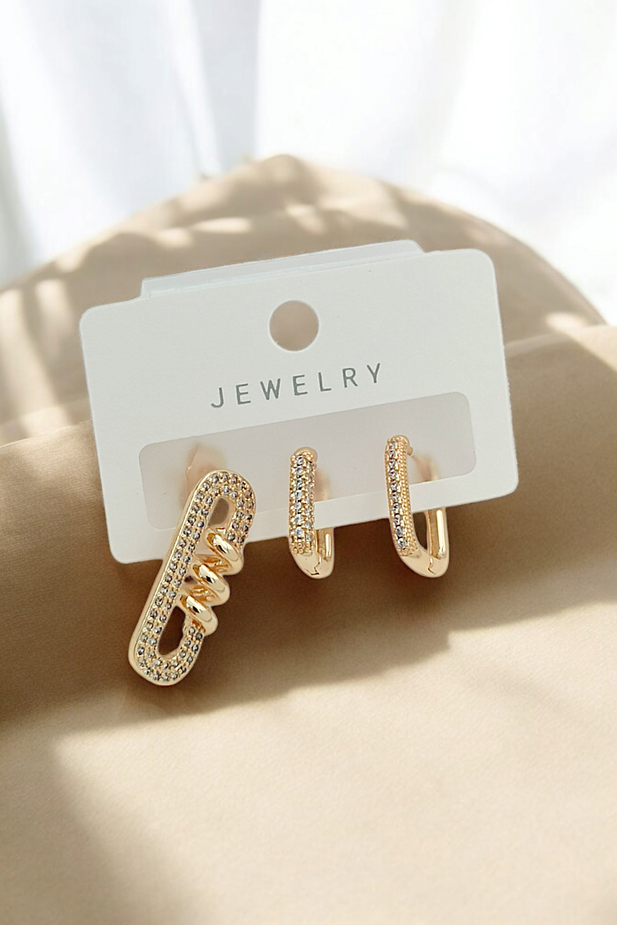 Premium 3'lü Taşlı Sarmal Küpe Kombin 35612