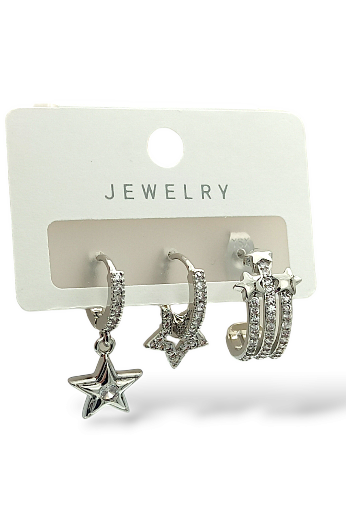 Premium 3'lü Taşlı Yıldız Küpe 35611