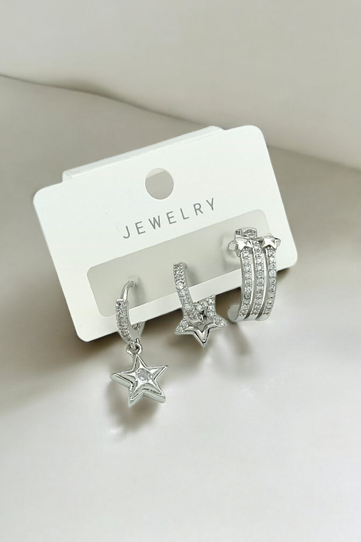 Premium 3'lü Taşlı Yıldız Küpe 35611