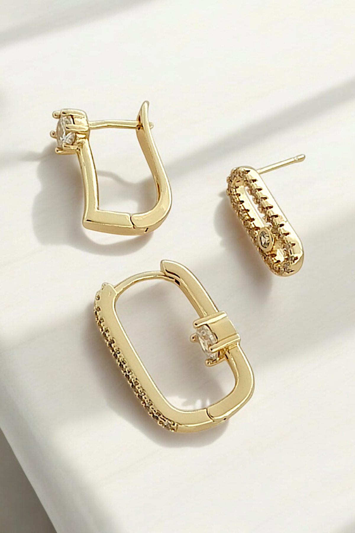 Premium 3'lü Zirkon Taşlı Küpe Kombin