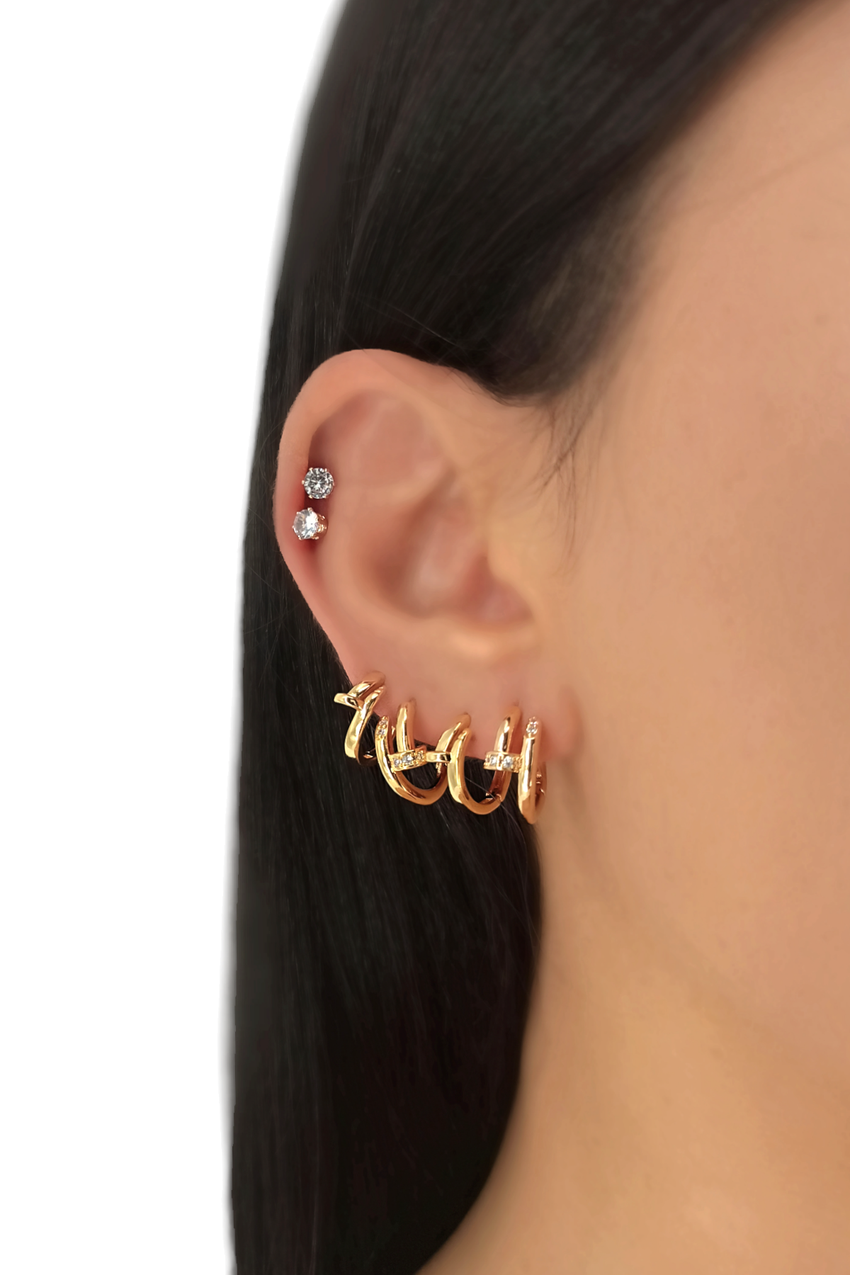 Premium 6'lı Taşlı Çivi Küpe Kombin