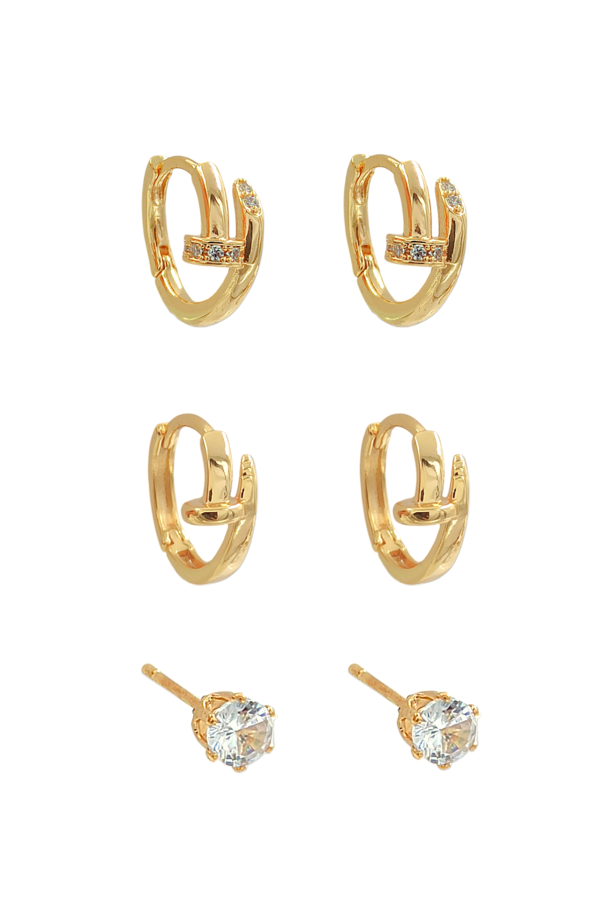 Premium 6'lı Taşlı Çivi Küpe Kombin