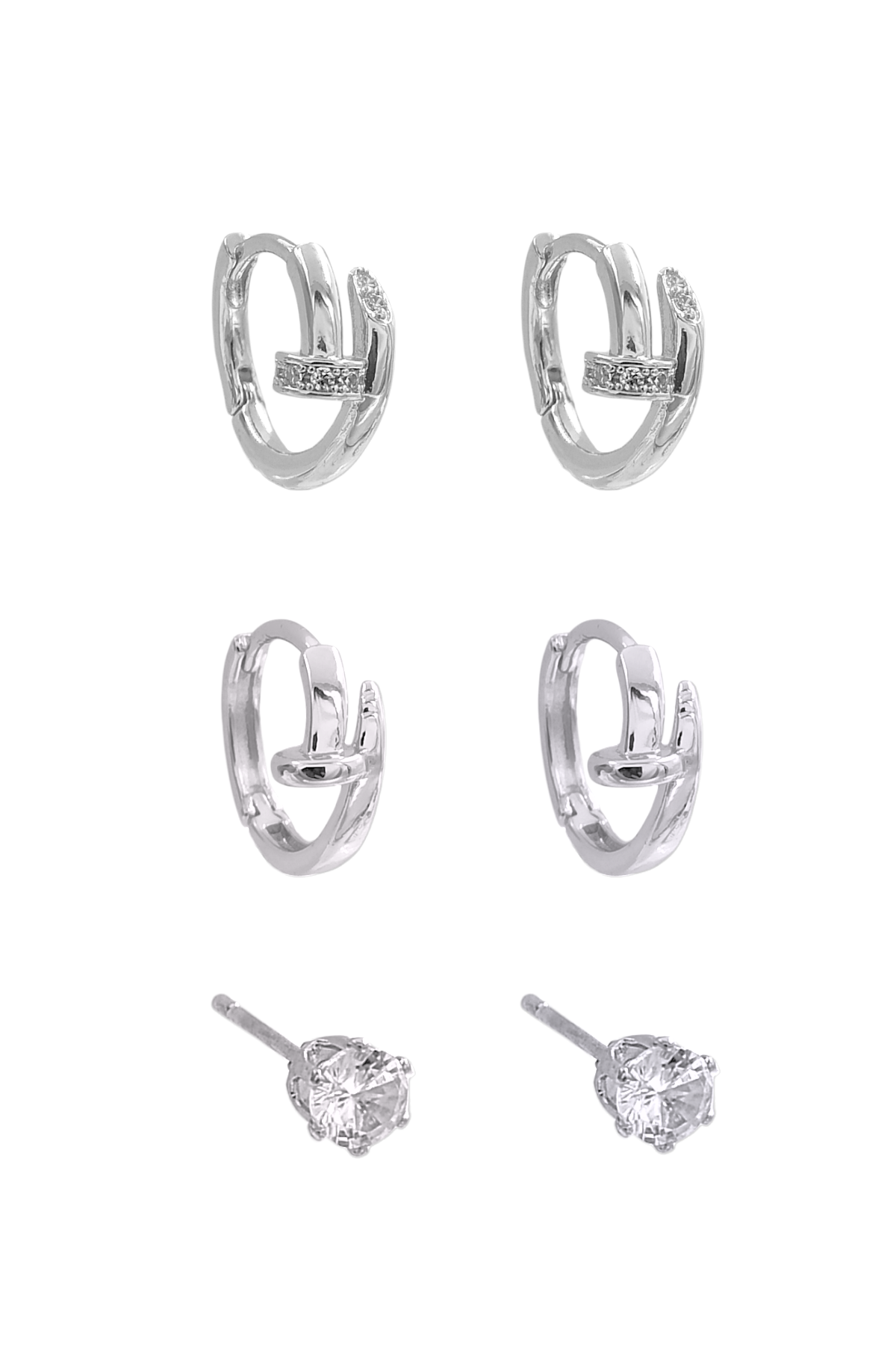 Premium 6'lı Taşlı Çivi Küpe Kombin