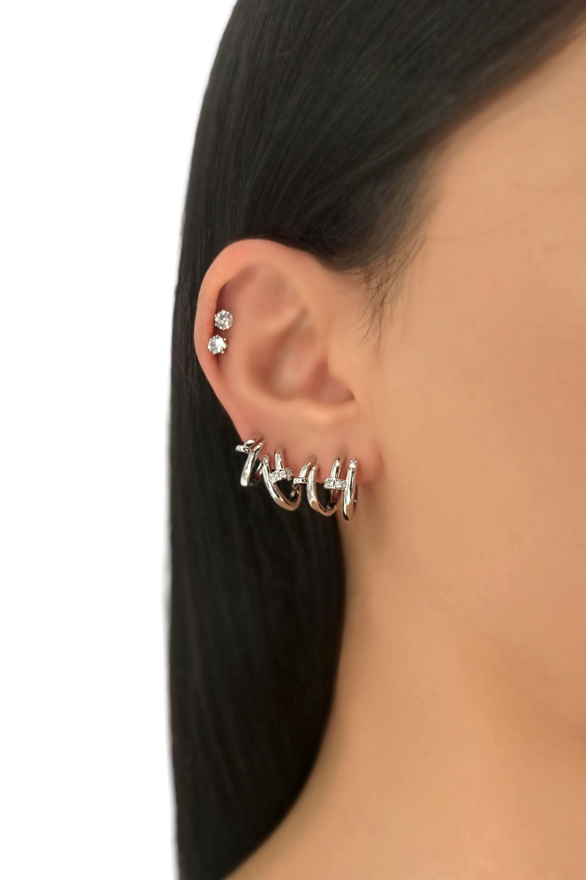 Premium 6'lı Taşlı Çivi Küpe Kombin