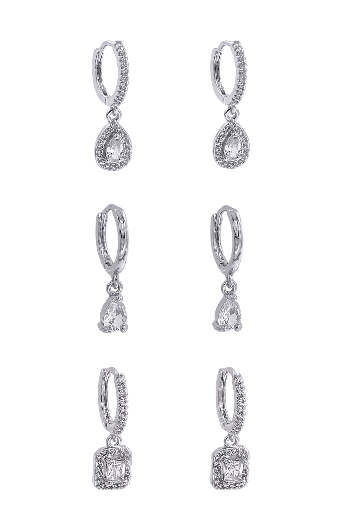 Premium 6'lı Zirkon Taşlı Damla Küpe Kombin 