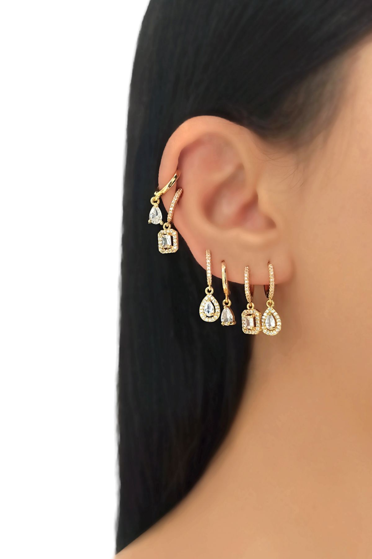 Premium 6'lı Zirkon Taşlı Damla Küpe Kombin 