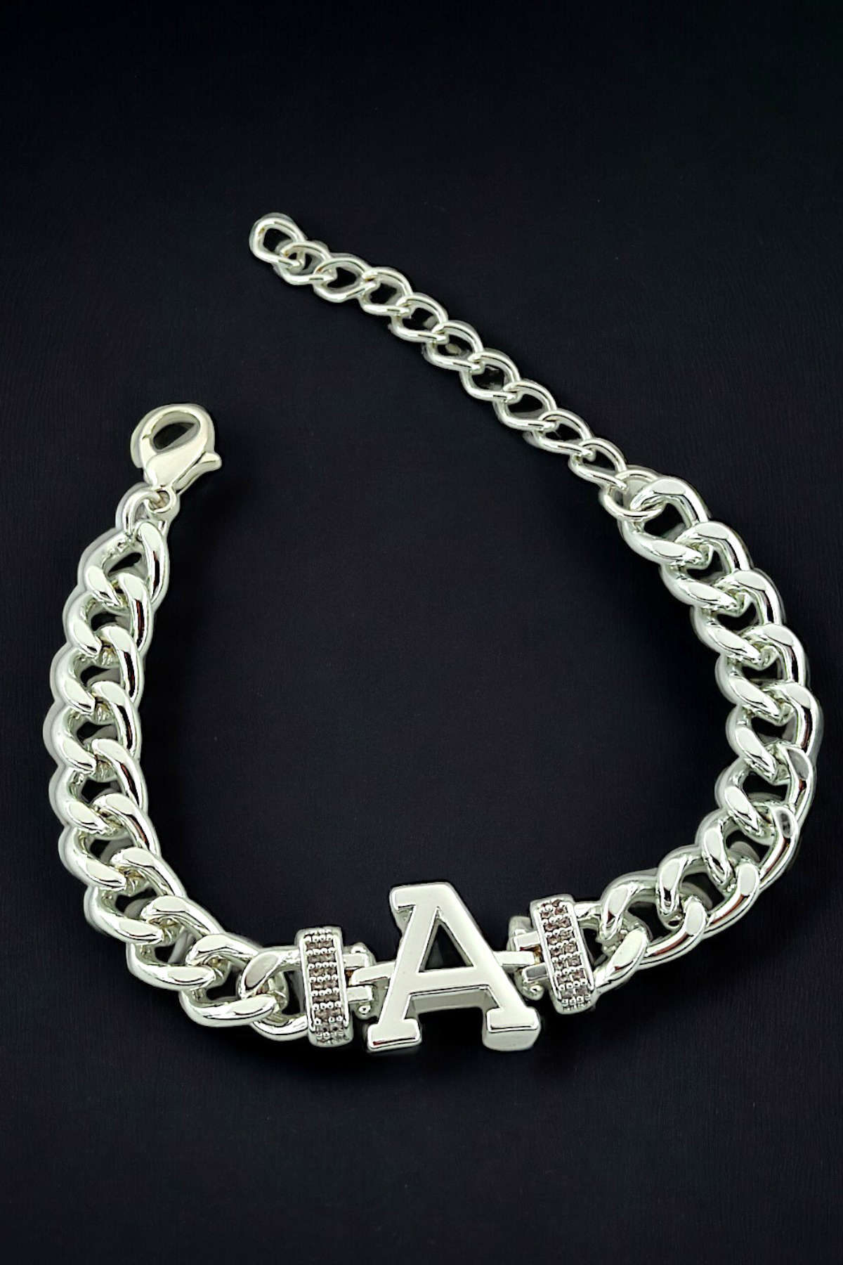 Premium A Harf Bileklik Zirkon Taş