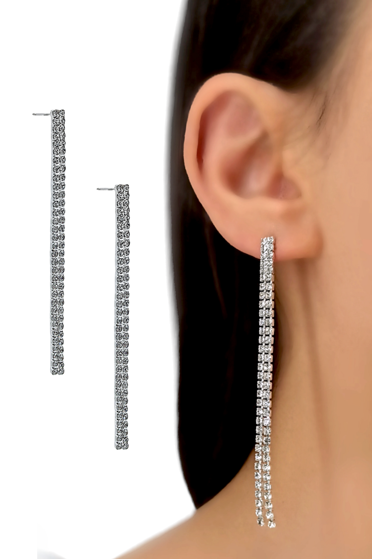 Premium Abiye 2 Sıra Su Yolu Küpe