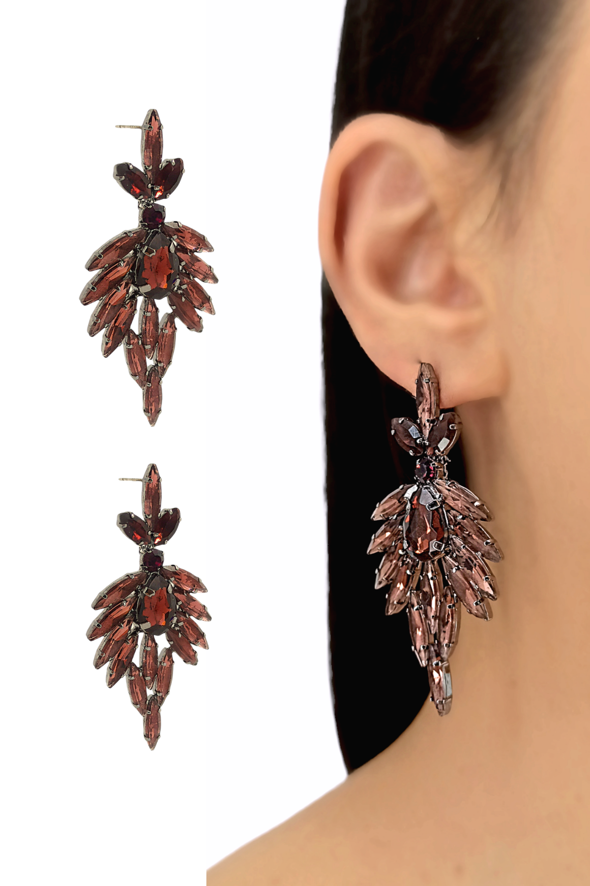 Premium Abiye İnce Damla Taş Küpe