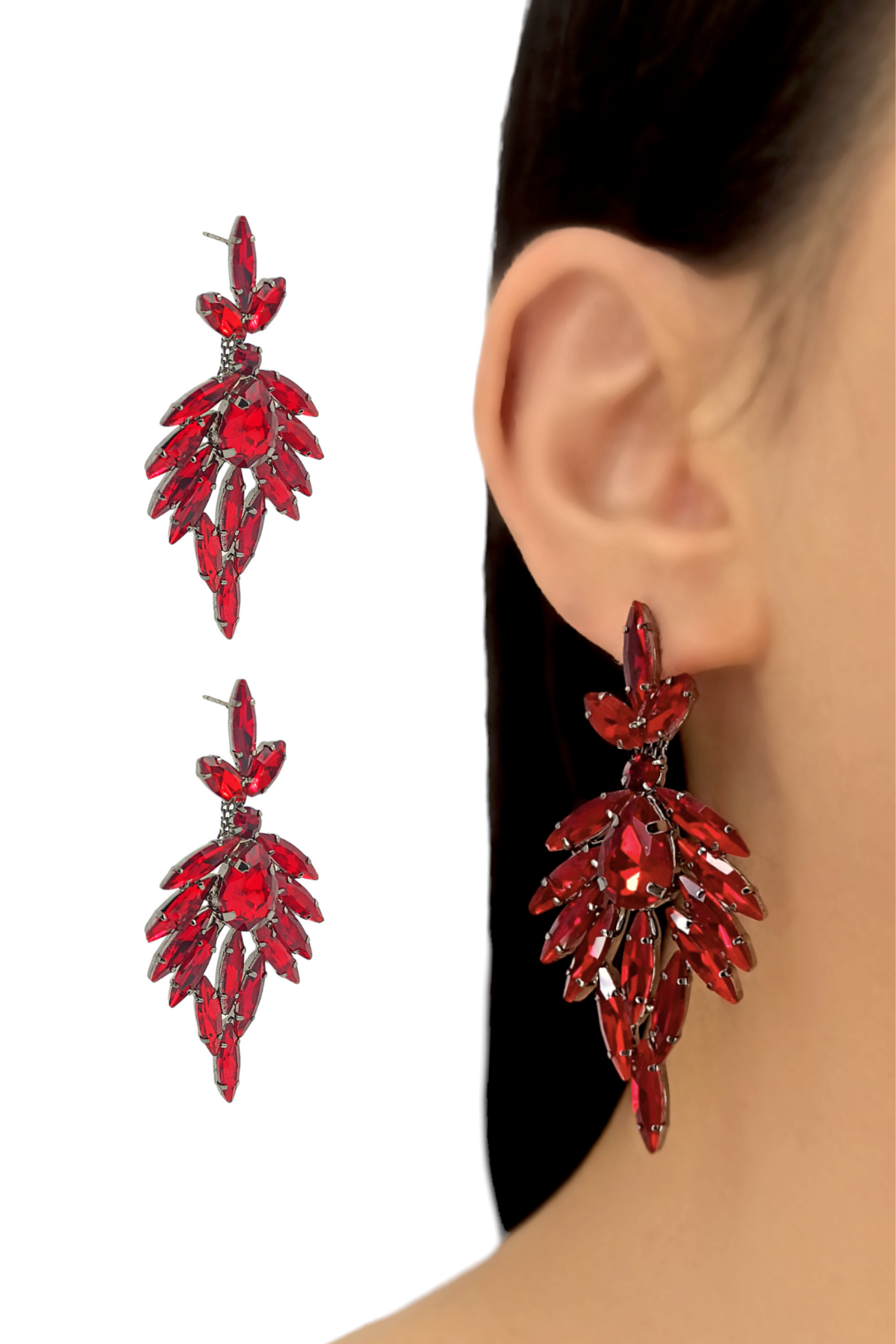 Premium Abiye İnce Damla Taş Küpe