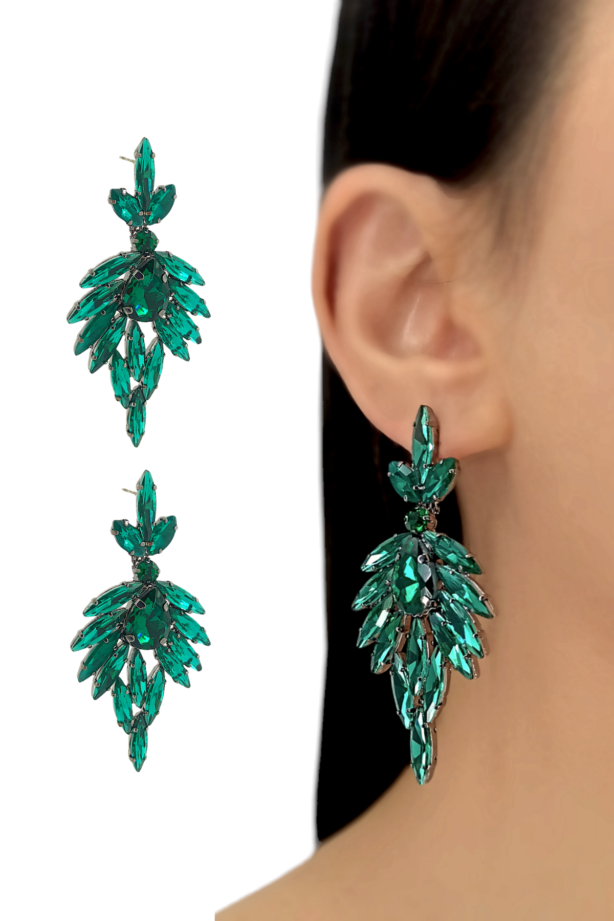 Premium Abiye İnce Damla Taş Küpe