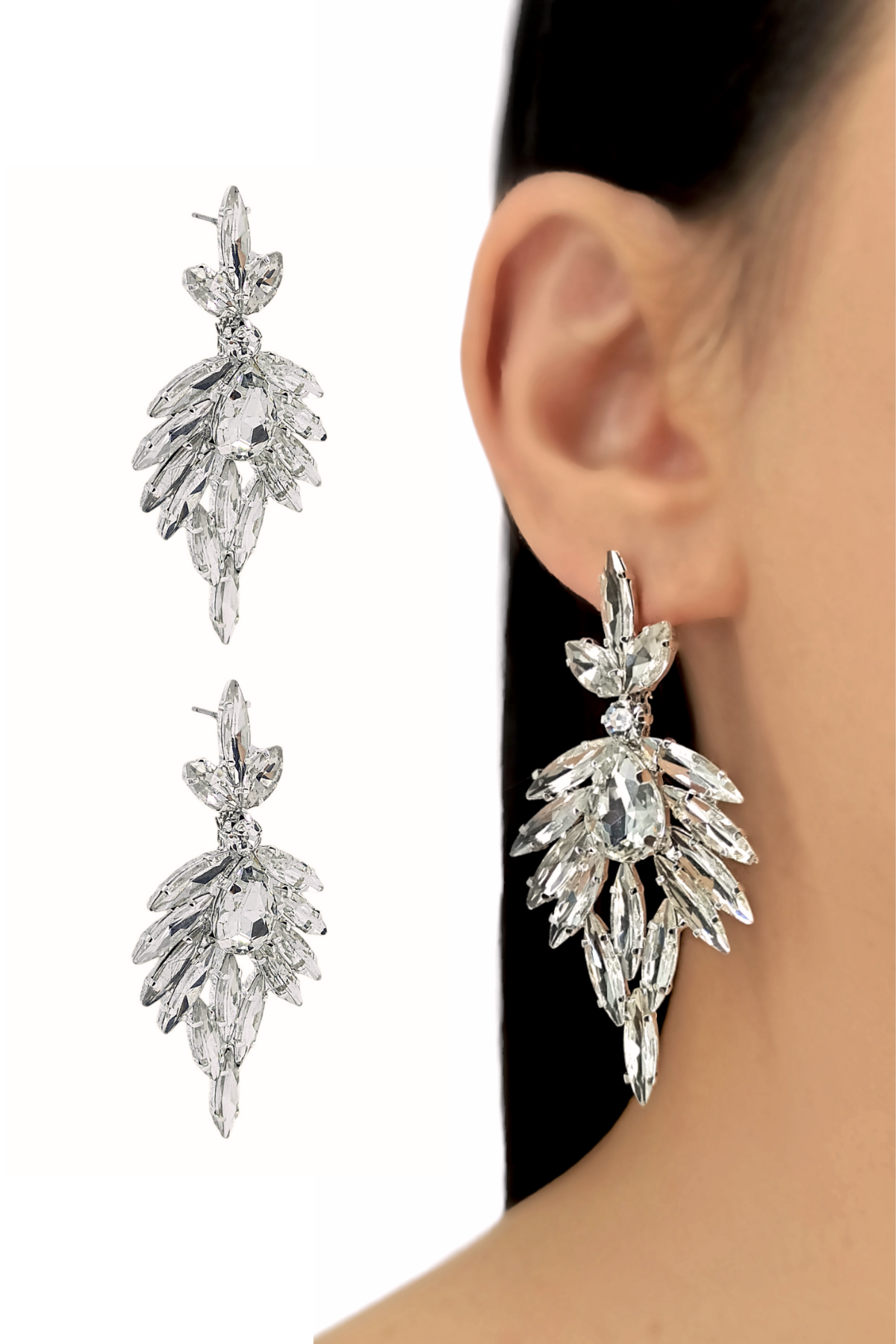 Premium Abiye İnce Damla Taş Küpe