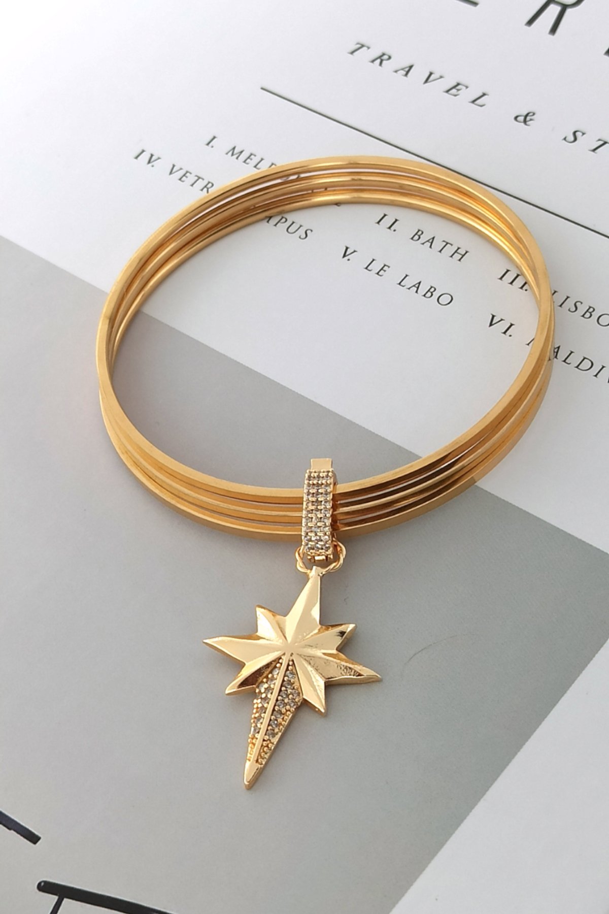 Premium Ajda Charm Taşlı Kuzey Yıldız Charm