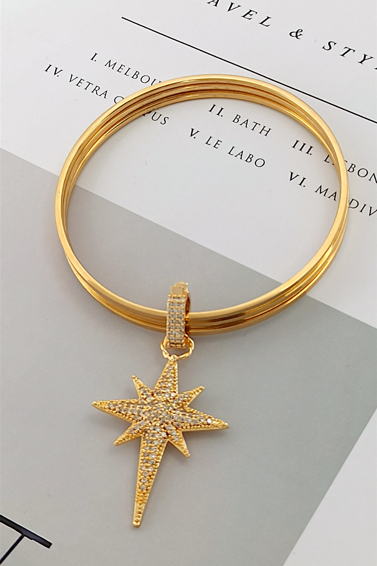 Premium Ajda Charm Taşlı Kuzey Yıldız Charm