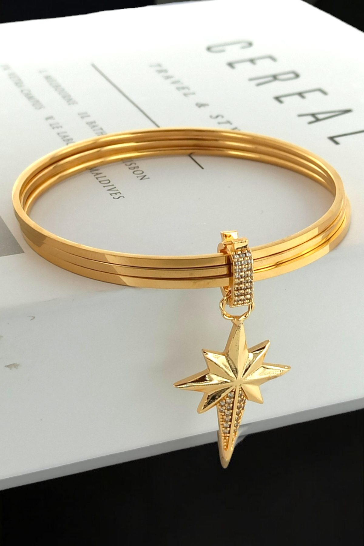 Premium Ajda Charm Taşlı Kuzey Yıldız Charm