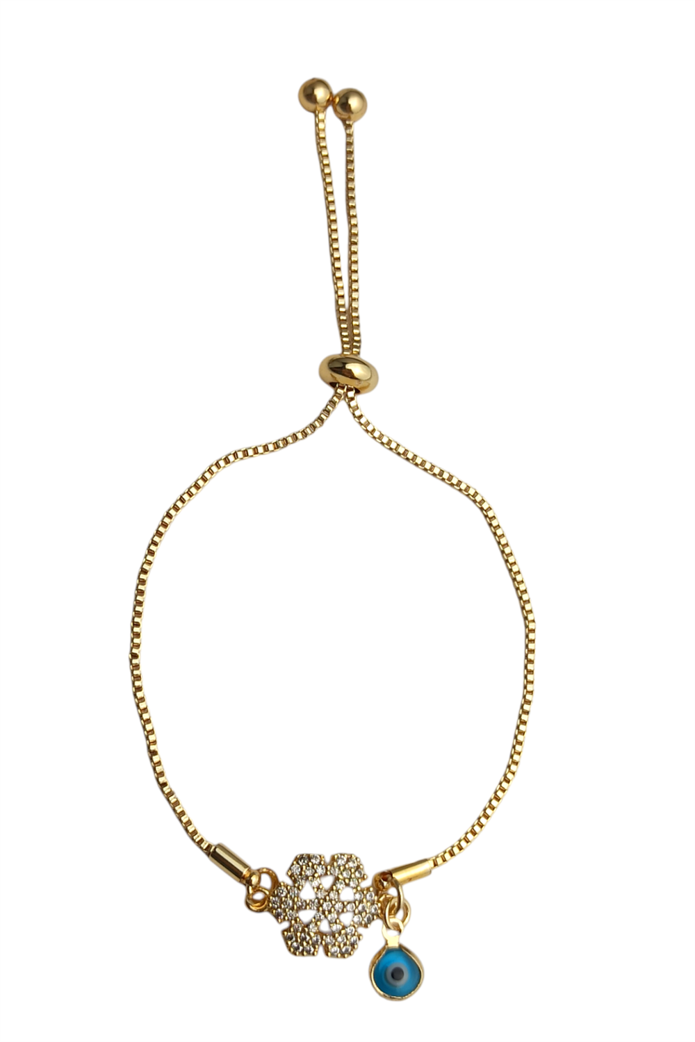 Premium Asansörlü Nazar Boncuklu Kar Tanesi Bileklik