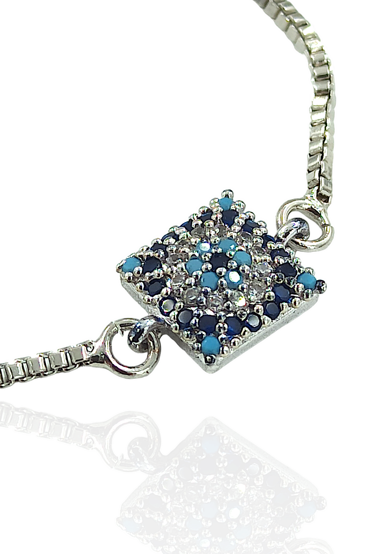 Premium Asansörlü Taşlı Kare Nazar Boncuk Bileklik