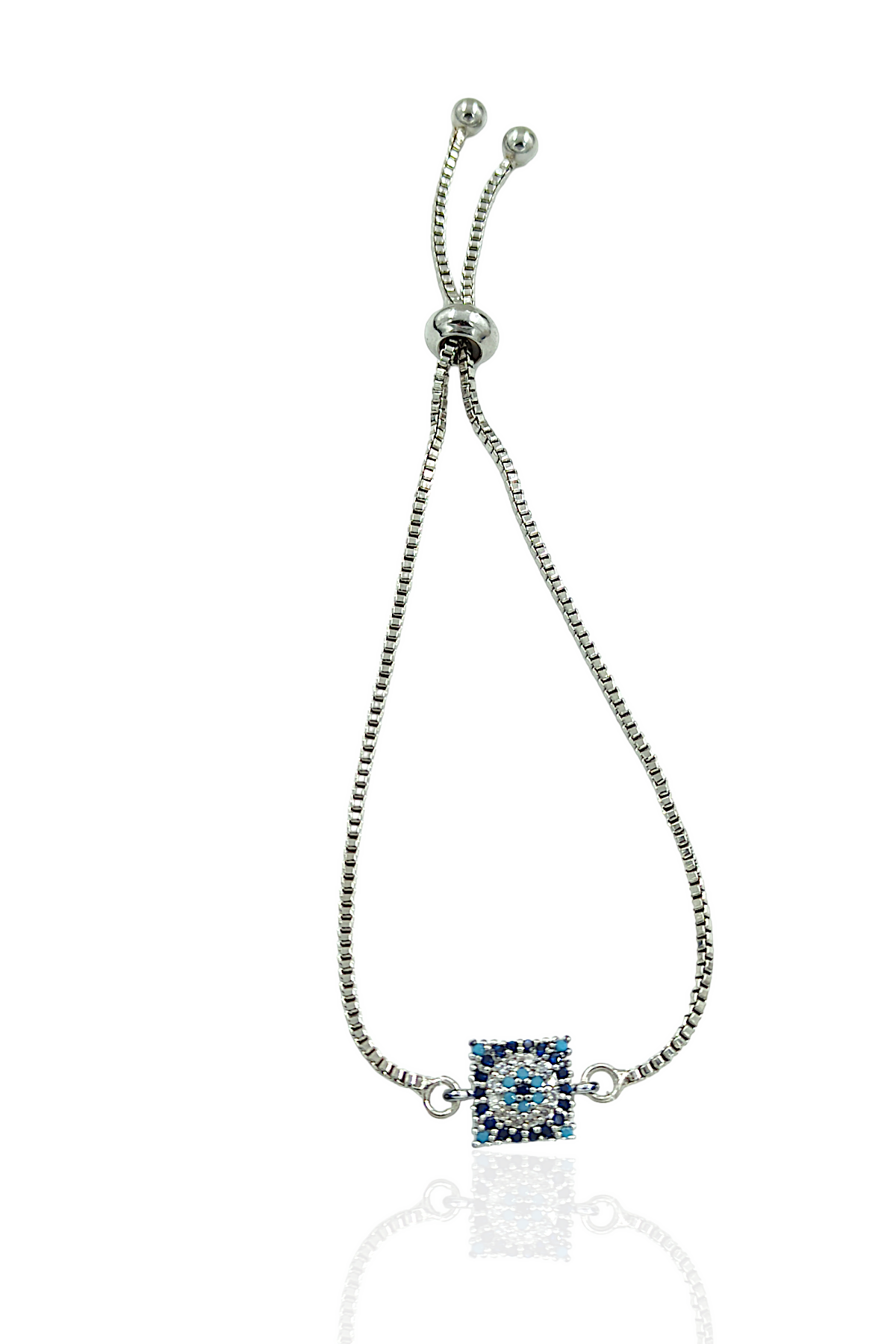 Premium Asansörlü Taşlı Kare Nazar Boncuk Bileklik