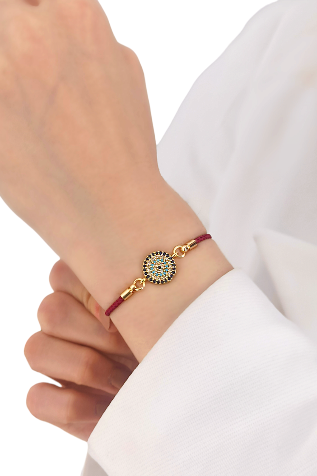 Premium Asansörlü Taşlı Nazar Boncuk İp Bileklik