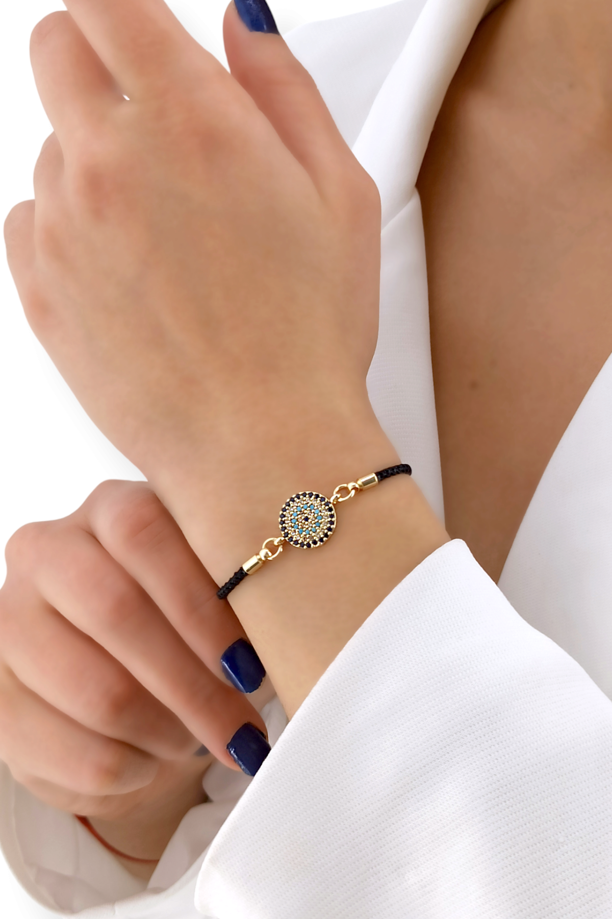 Premium Asansörlü Taşlı Nazar Boncuk İp Bileklik