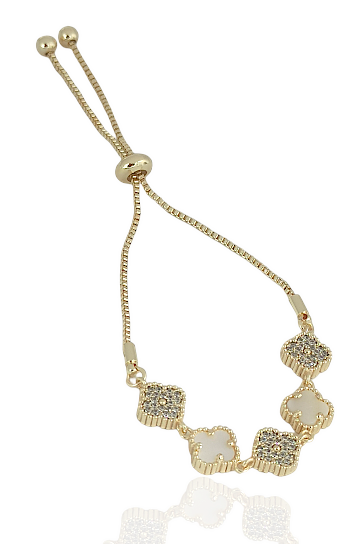 Premium Asansörlü Taşlı Yonca Bileklik