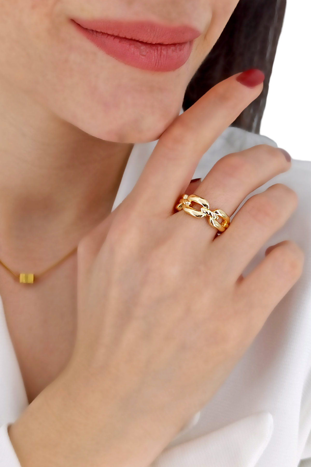 Premium Ayarlanabilir Burgu Detay Geçmeli Zincir Yüzük