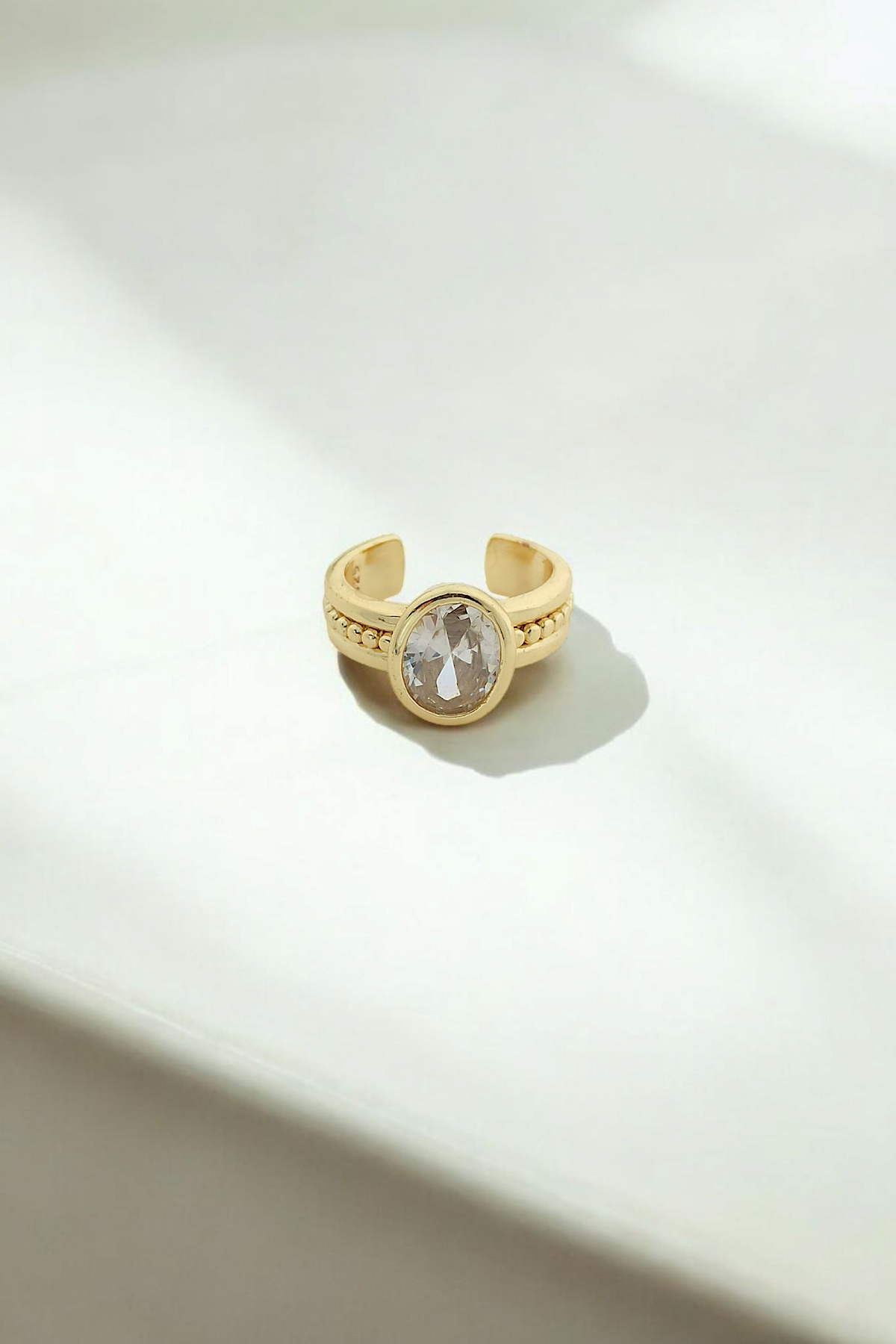 Premium Ayarlanabilir Oval Taşlı Topcuk Yüzük 1458