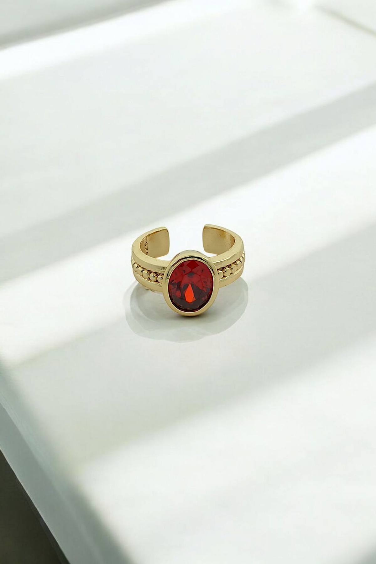 Premium Ayarlanabilir Oval Taşlı Topcuk Yüzük 1458