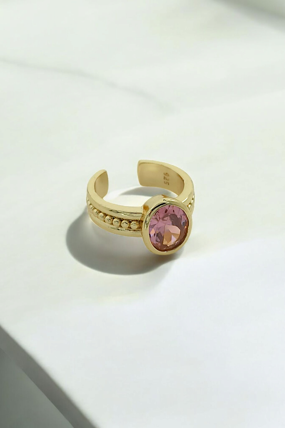 Premium Ayarlanabilir Oval Taşlı Topcuk Yüzük 1458