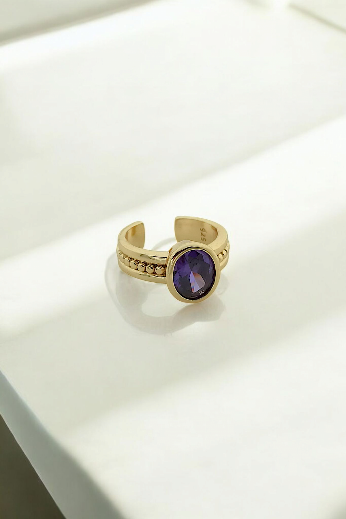 Premium Ayarlanabilir Oval Taşlı Topcuk Yüzük 1458