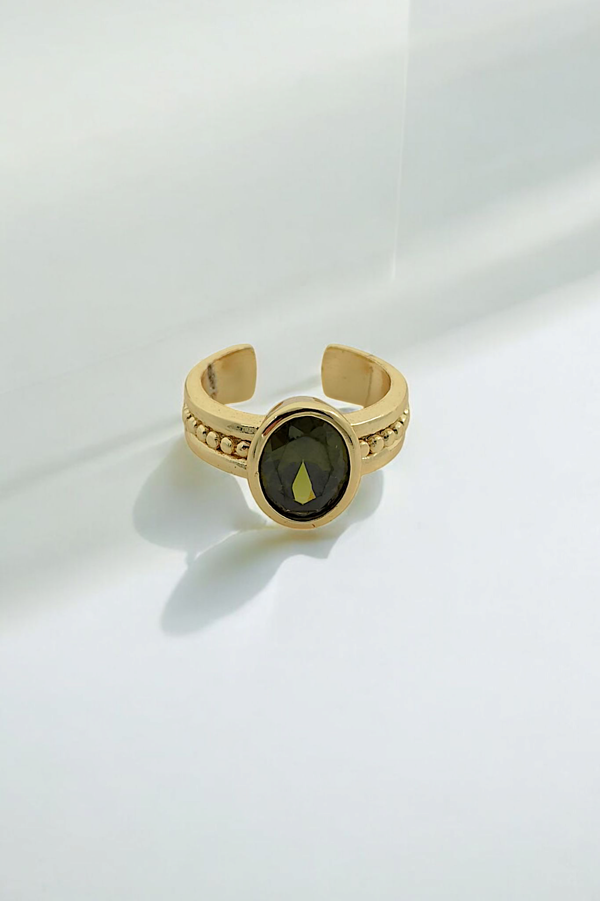 Premium Ayarlanabilir Oval Taşlı Topcuk Yüzük 1458