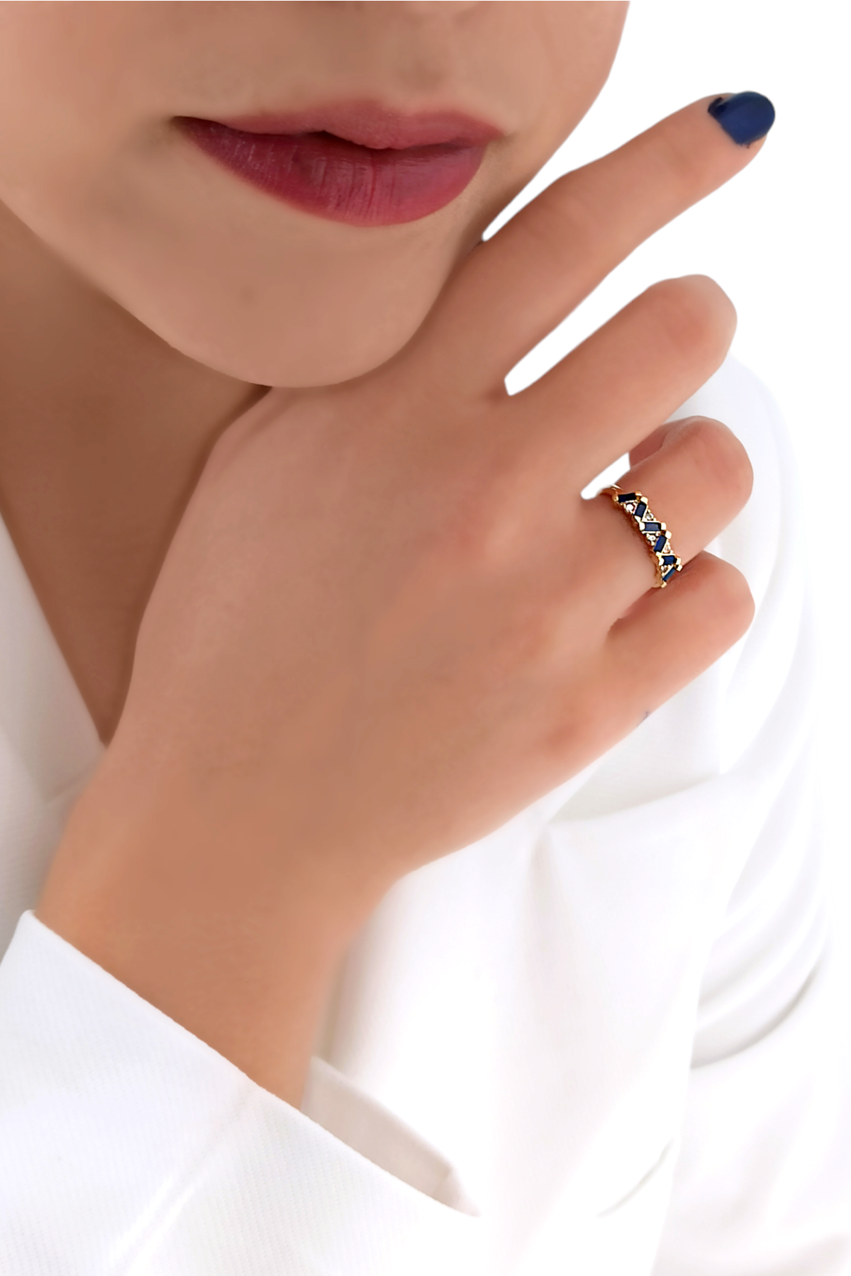 Premium Ayarlanabilir Renkli Baget Taşlı Yüzük