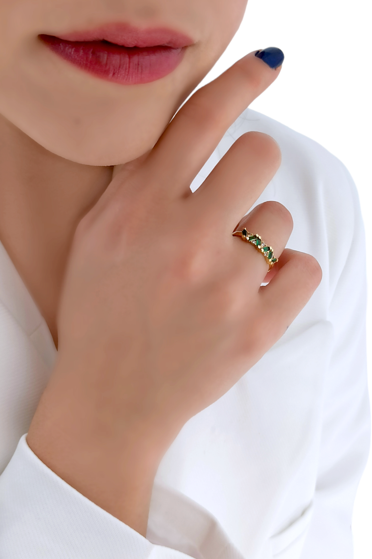 Premium Ayarlanabilir Renkli Baget Taşlı Yüzük