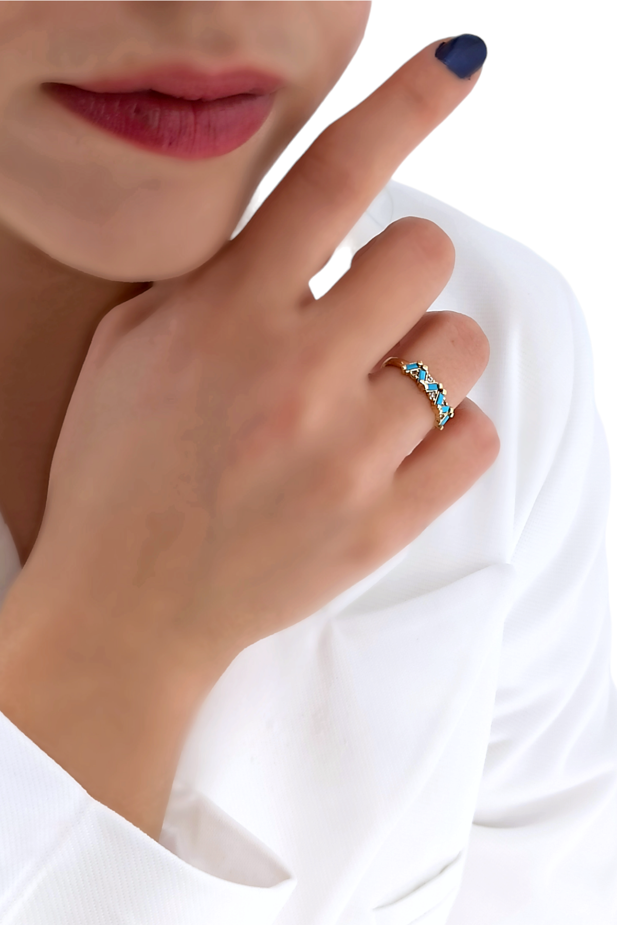 Premium Ayarlanabilir Renkli Baget Taşlı Yüzük