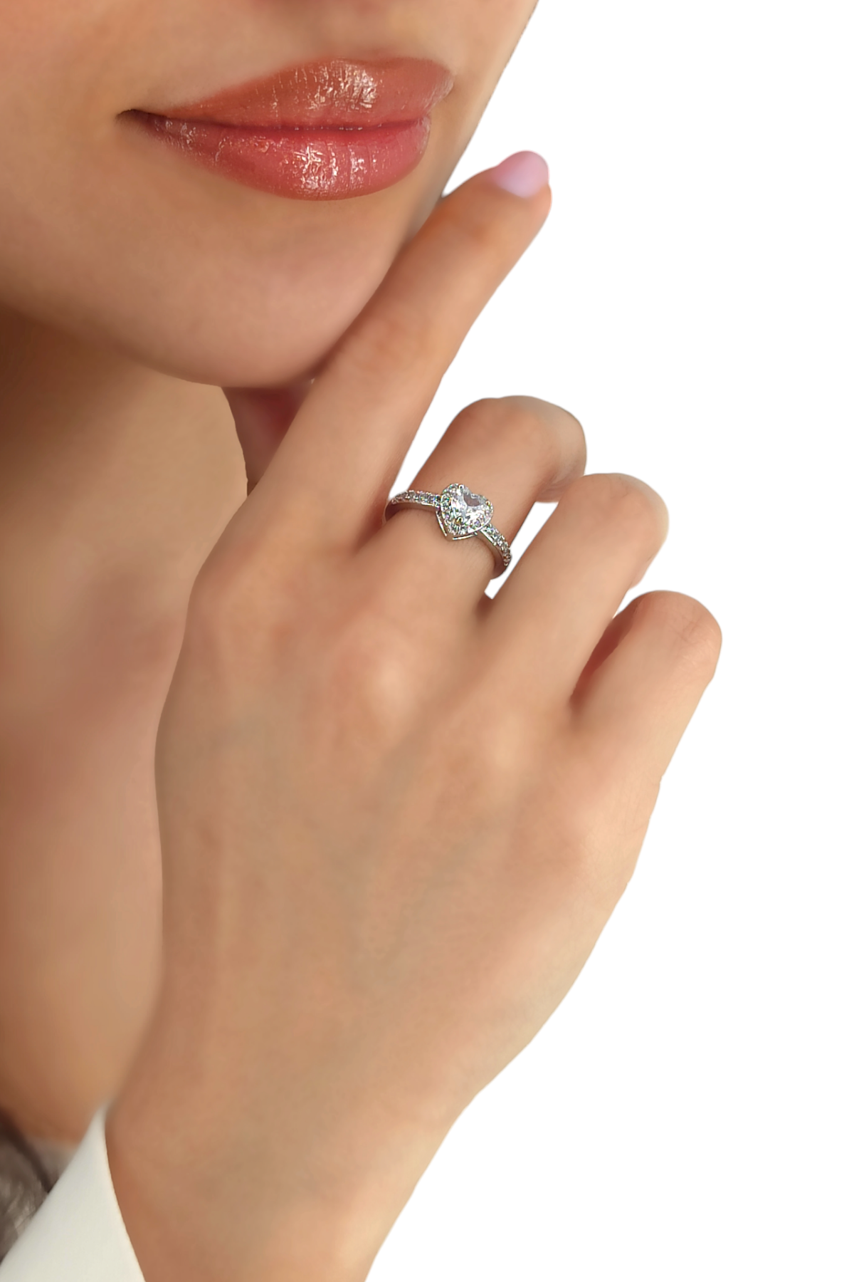 Premium Ayarlanabilir Zirkon Taş Kalp Yüzük