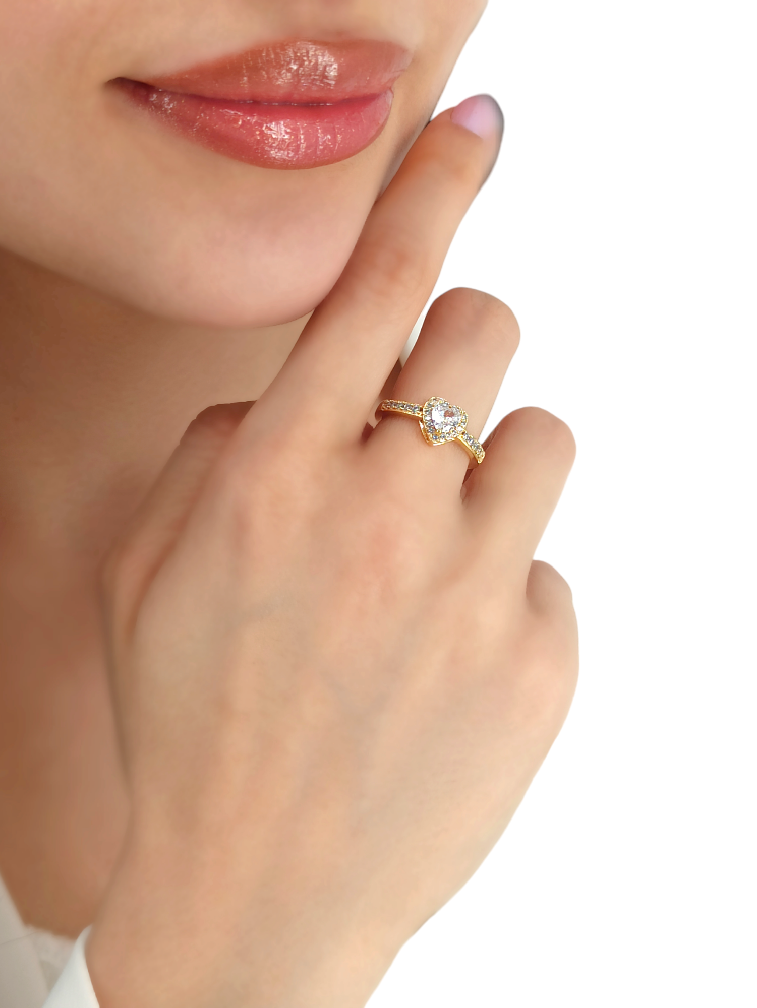 Premium Ayarlanabilir Zirkon Taş Kalp Yüzük