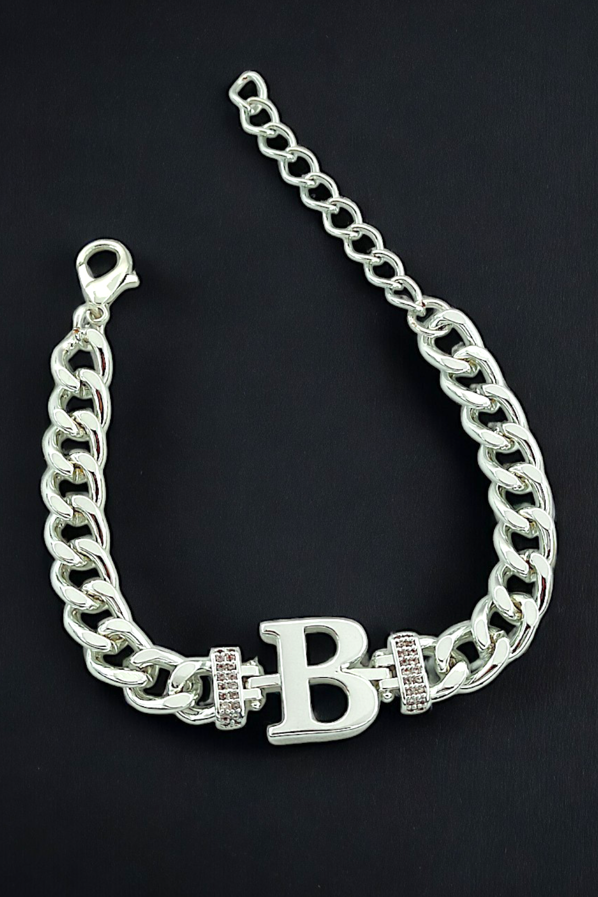 Premium B Harf Bileklik Zirkon Taş