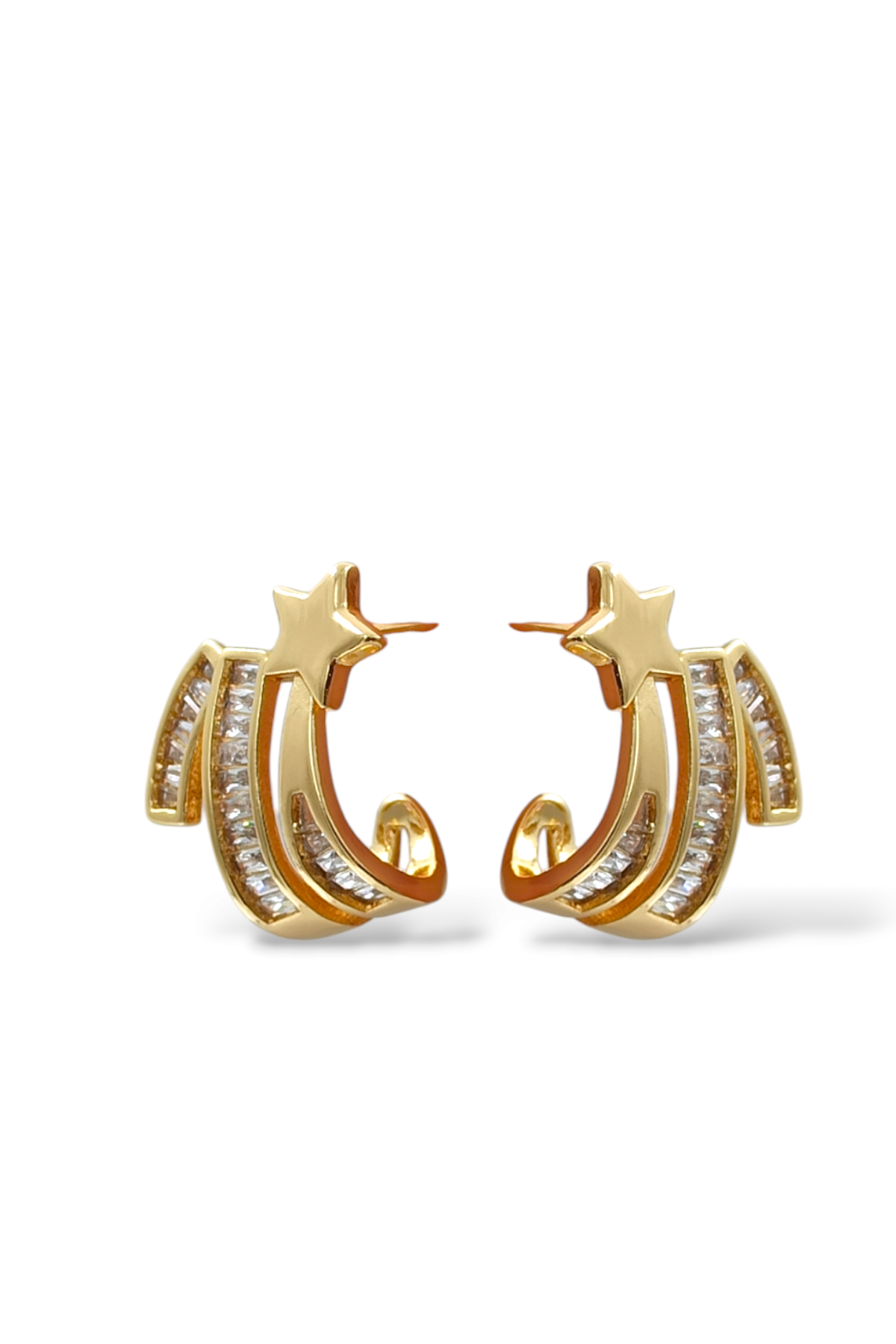 Premium Baget Taşlı Plaka Yıldız Küpe 35649