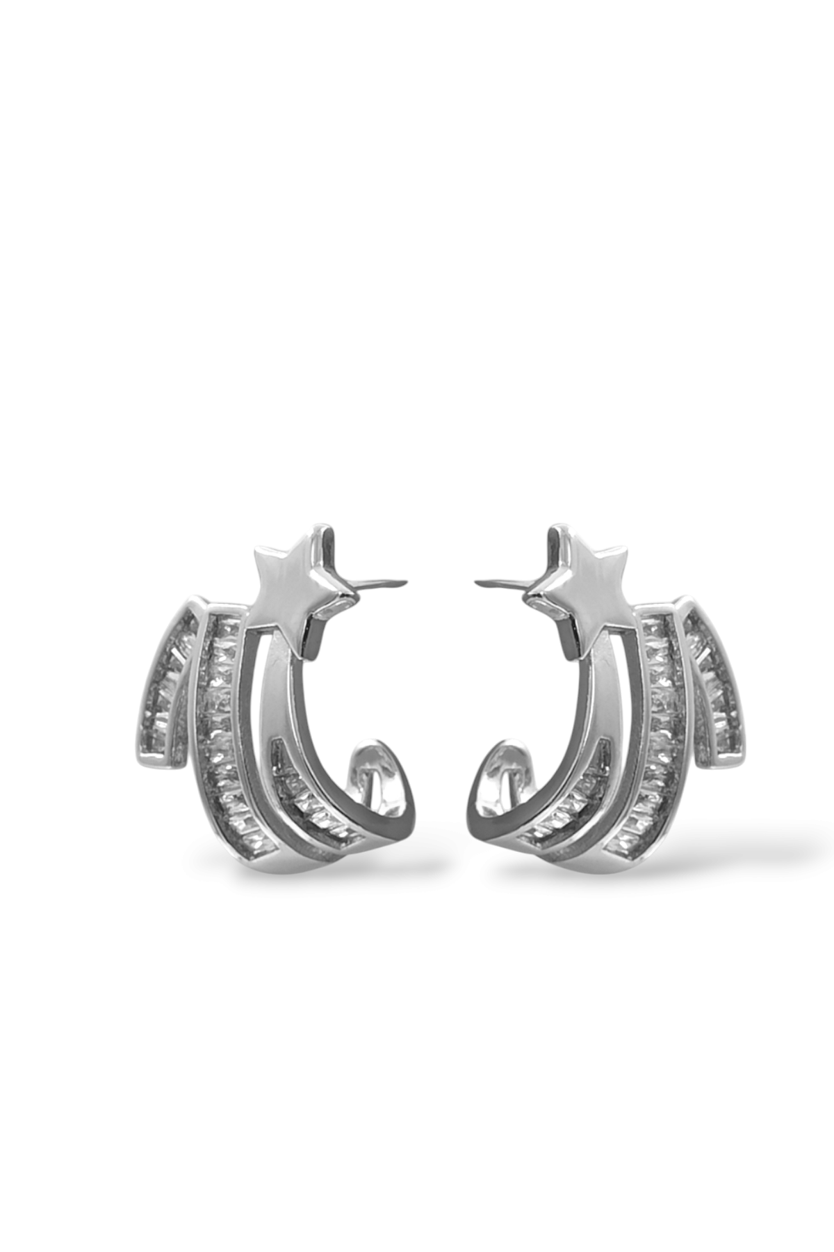 Premium Baget Taşlı Plaka Yıldız Küpe 35649