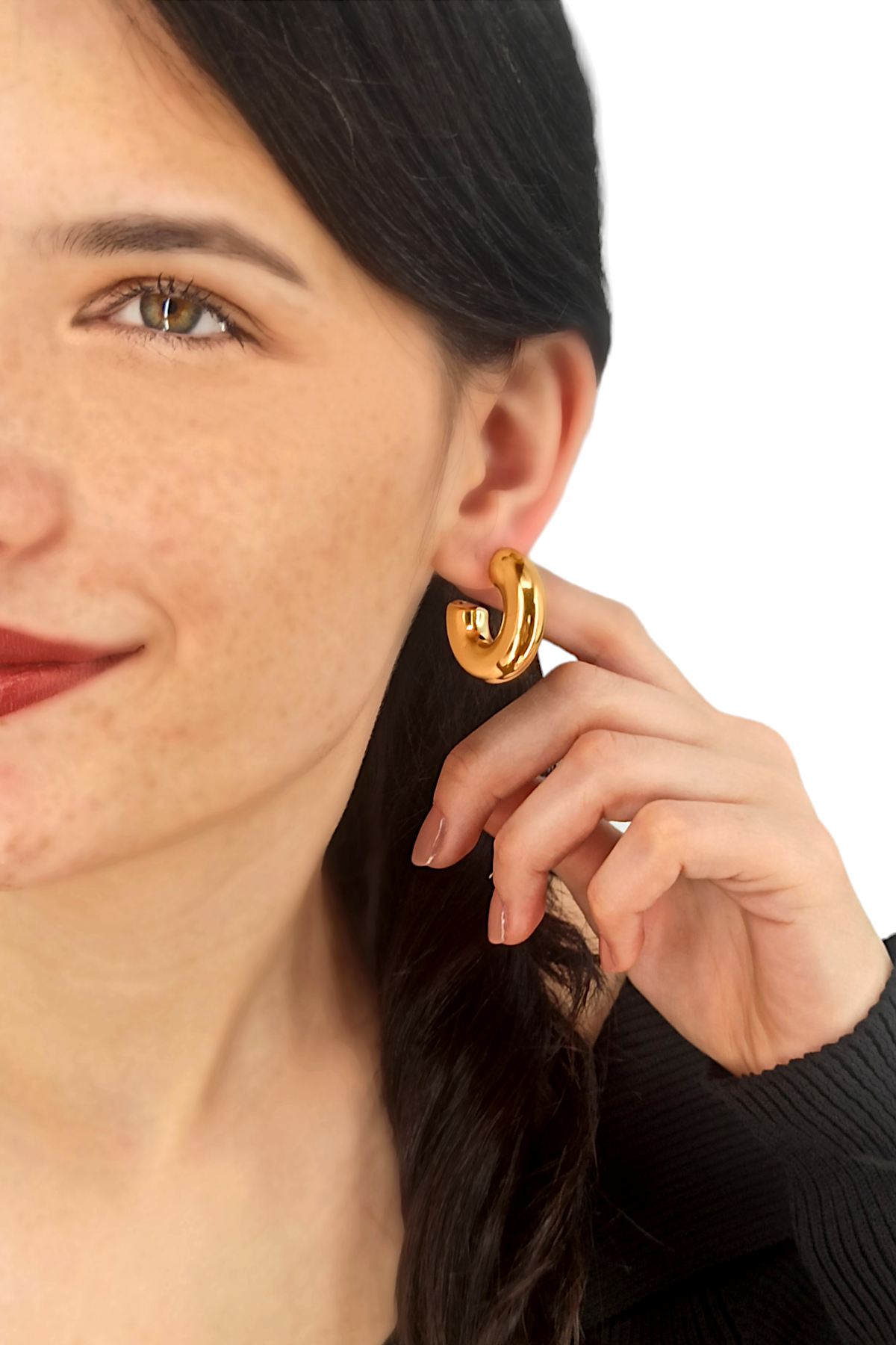 Premium Bombeli Ay Halka Küpe 