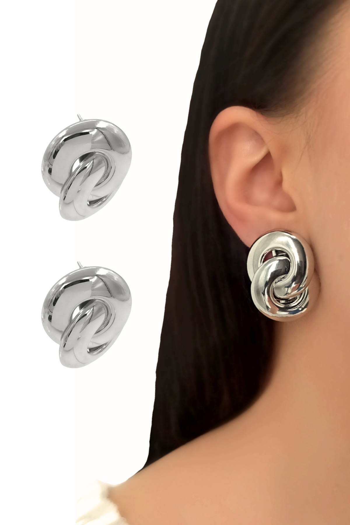 Premium Bombeli İç İçe Geçmeli Küpe