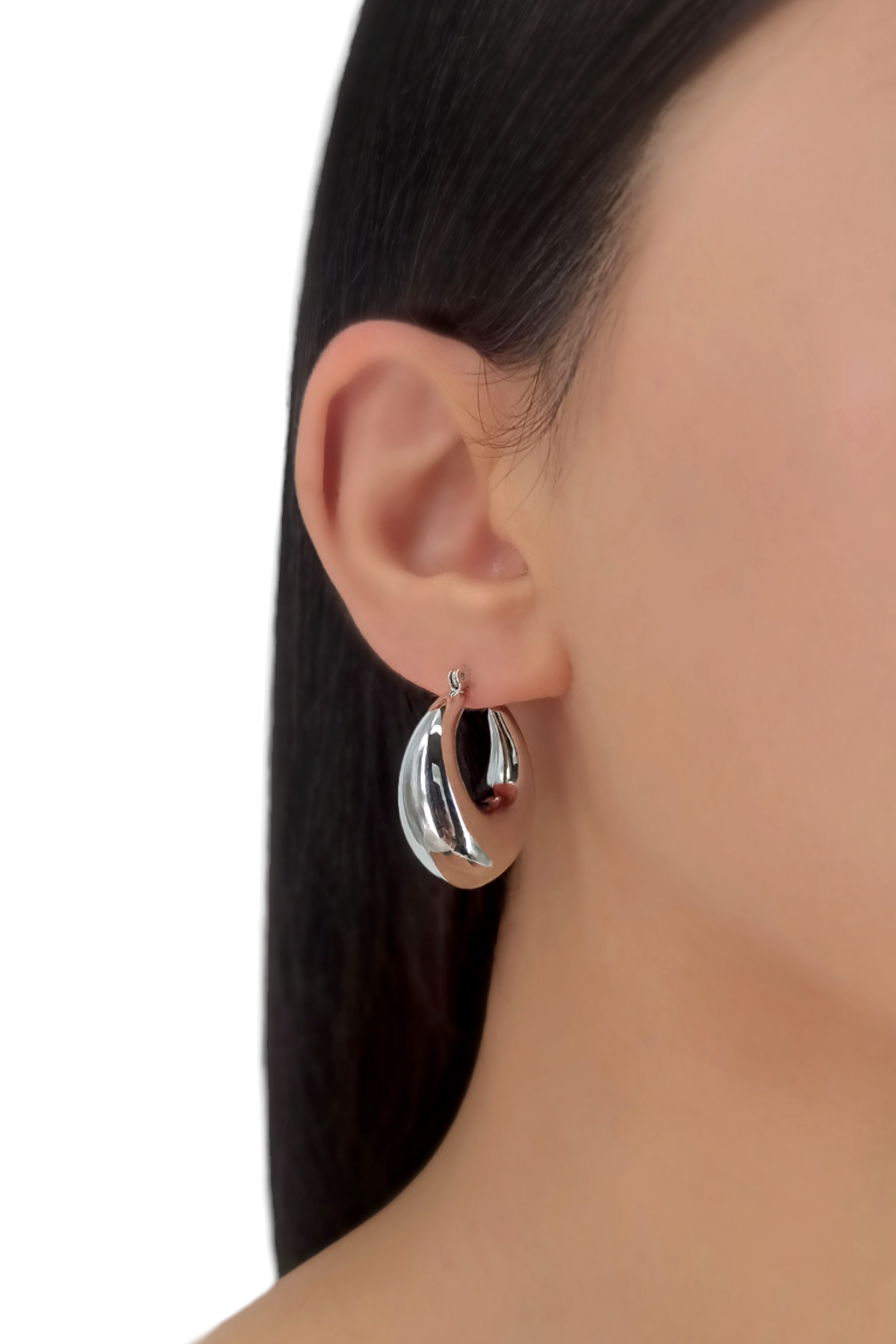 Premium Bombeli Oval Halka Küpe