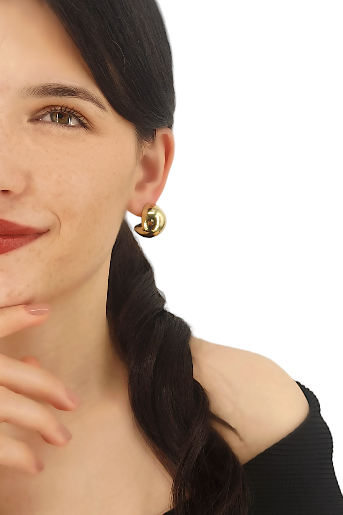 Premium Bombeli Üçgen Plaka Küpe