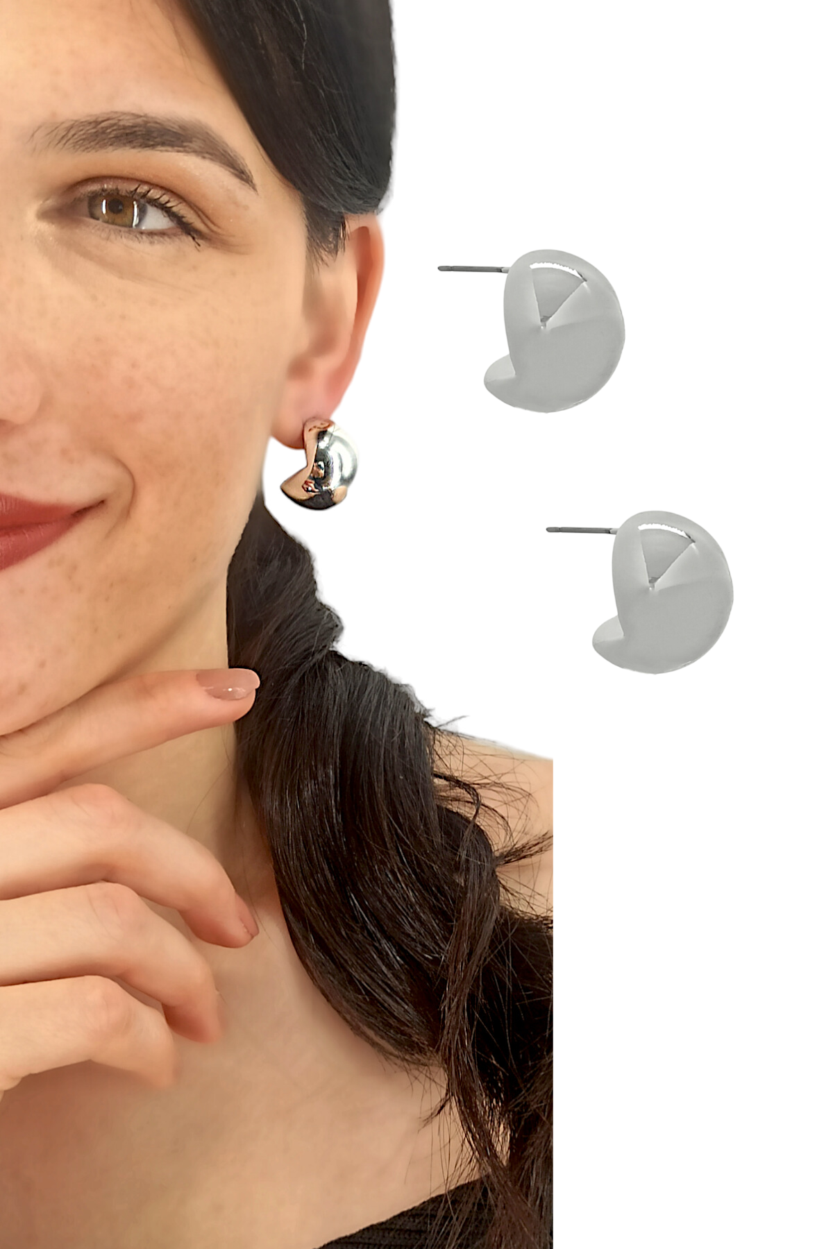 Premium Bombeli Üçgen Plaka Küpe