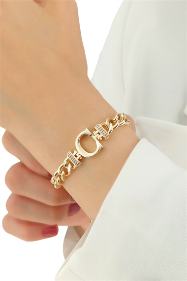 Premium C Harf Bileklik Zirkon Taş