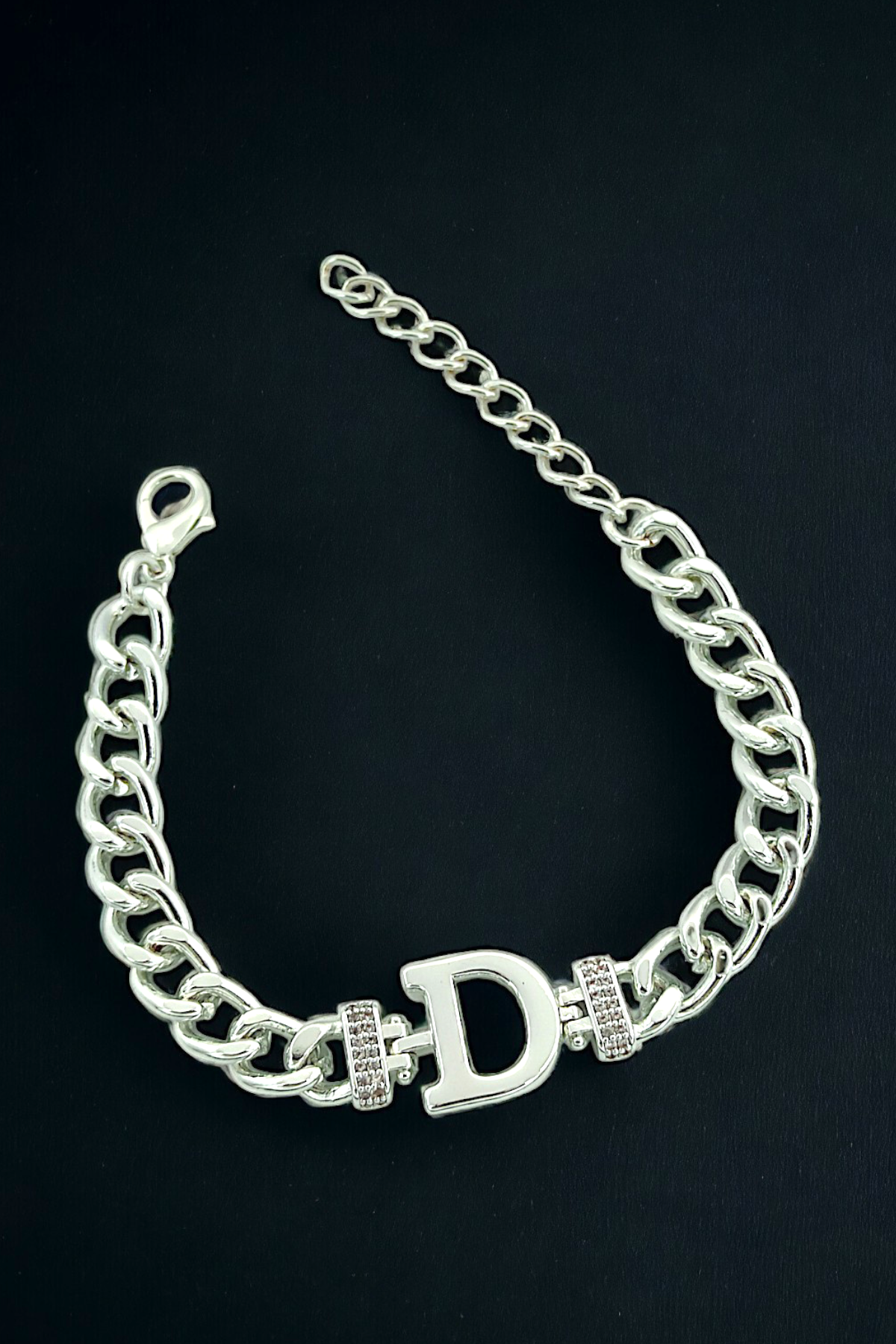 Premium D Harf Bileklik Zirkon Taş