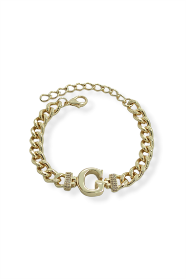 Premium G Harf Bileklik Zirkon Taş